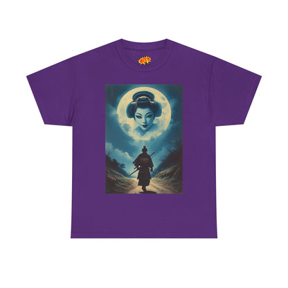 Walking Samurai w/Full Moon Geisha Woman T-Shirt