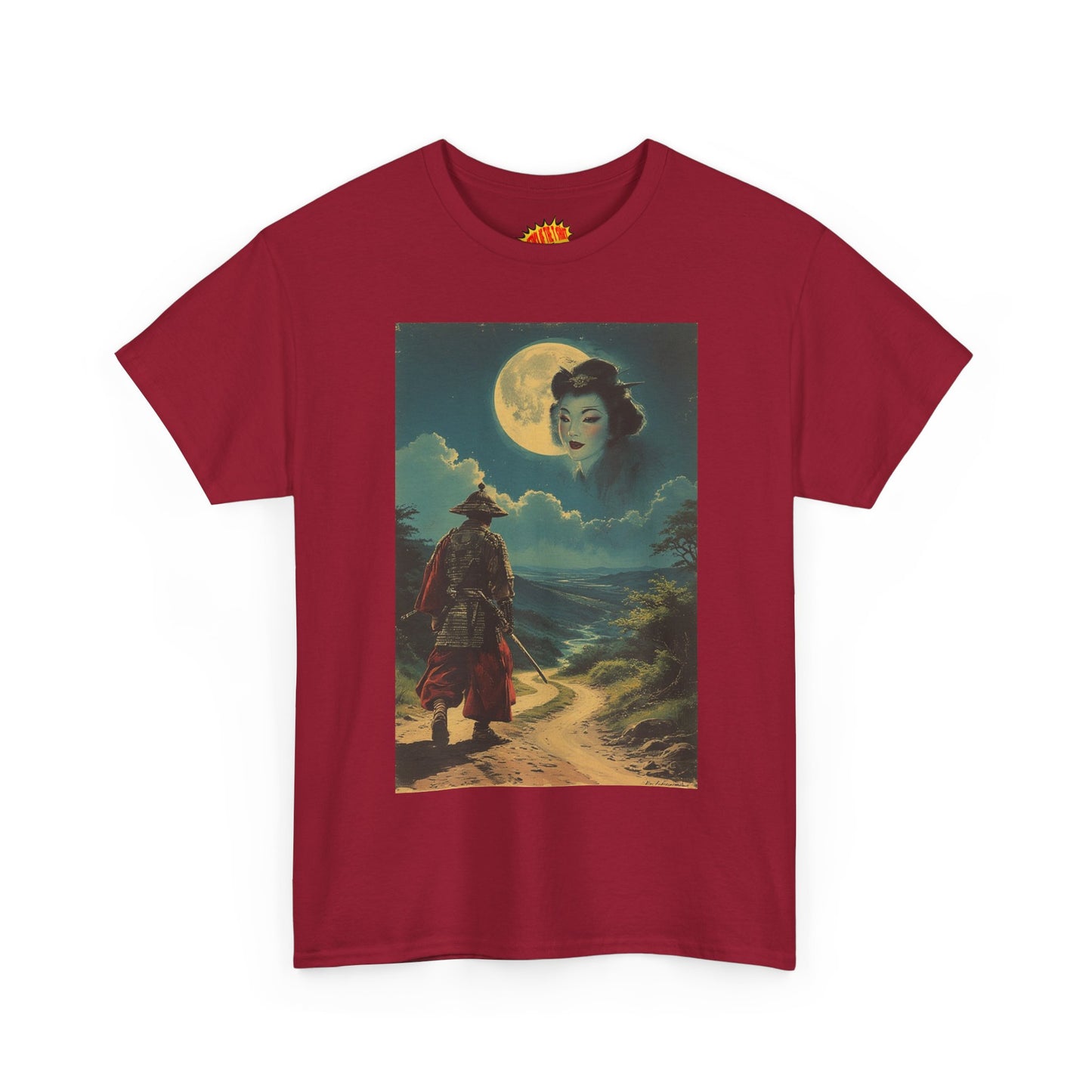 Samurai w/Full Moon Sky Geisha T-Shirt *Multiple Colors*