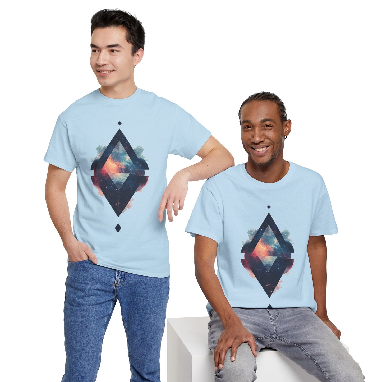 Split Diamond Shape Nebula Graphic Space Art Tee Shirt *Multiple Colors*