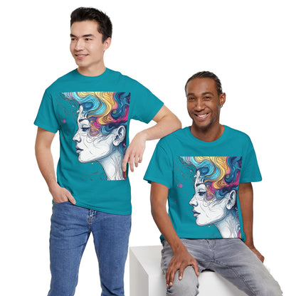 Face w/Color Hair Graphic Art Tee Shirt
