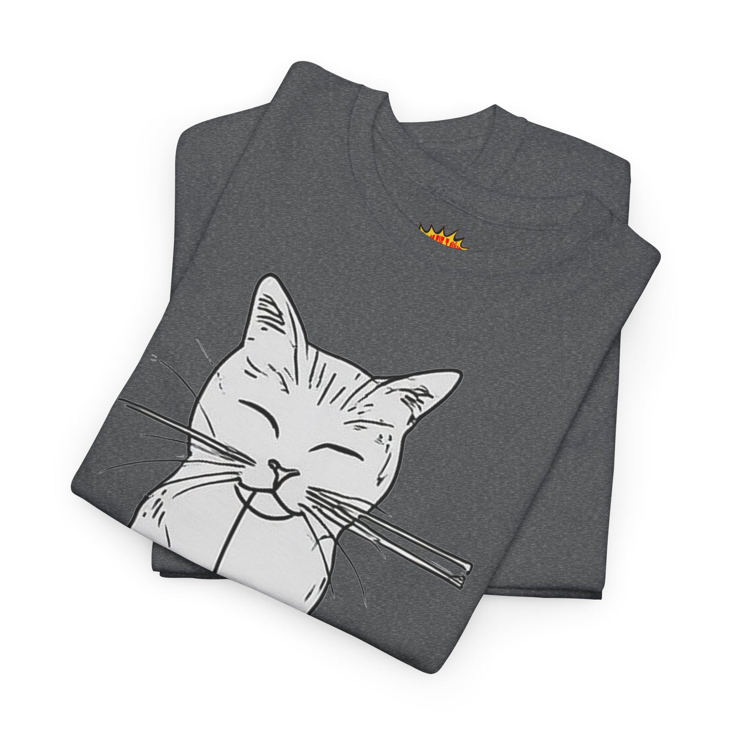 White Cat w/Yarn Ball Art Drawing Tee Shirt *Multiple Colors*