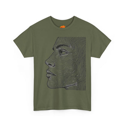 Human Face Profile Line Drawing Graphic Art Tee Shirt