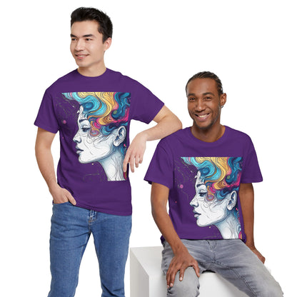 Face w/Color Hair Graphic Art Tee Shirt