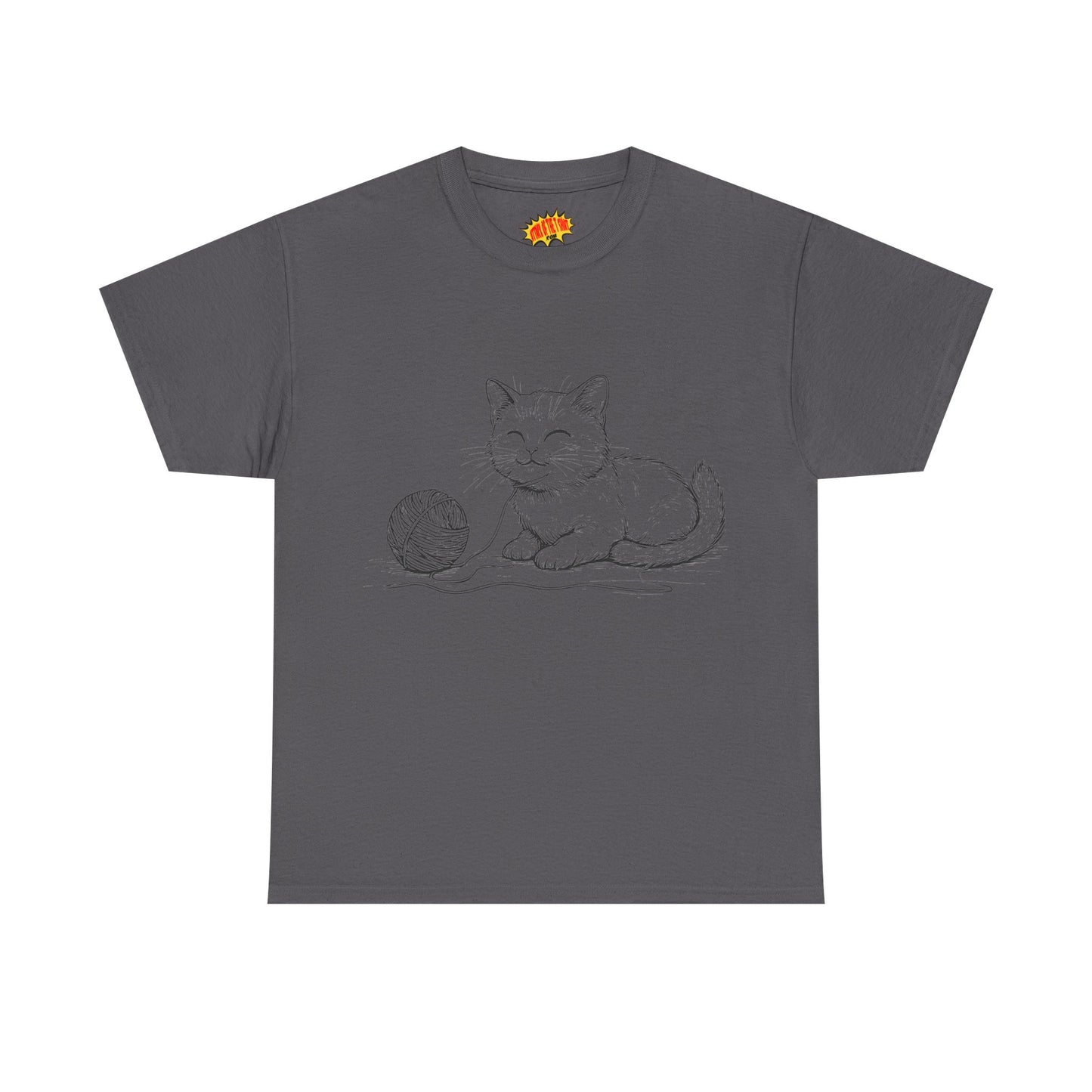 Cat w/Yarn Ball Line Drawing Tee Shirt *Multiple Colors*