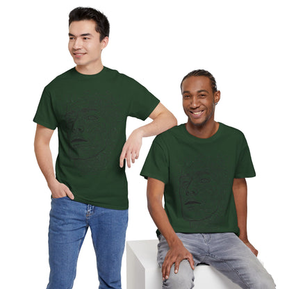 Human Face Line Drawing Portrait Graphic Art Tee Shirt