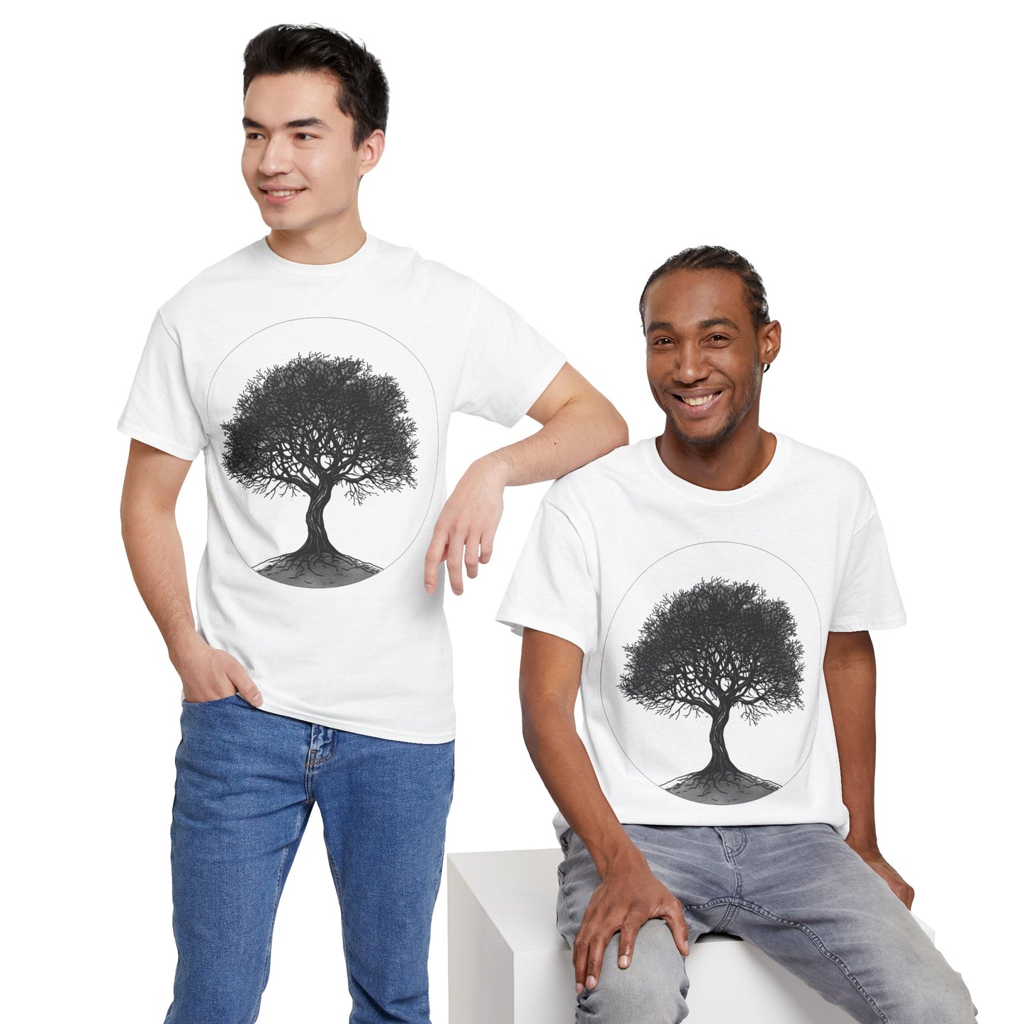 Circle Tree Sketch Drawing Graphic Art Tee Shirt *Multiple Colors*