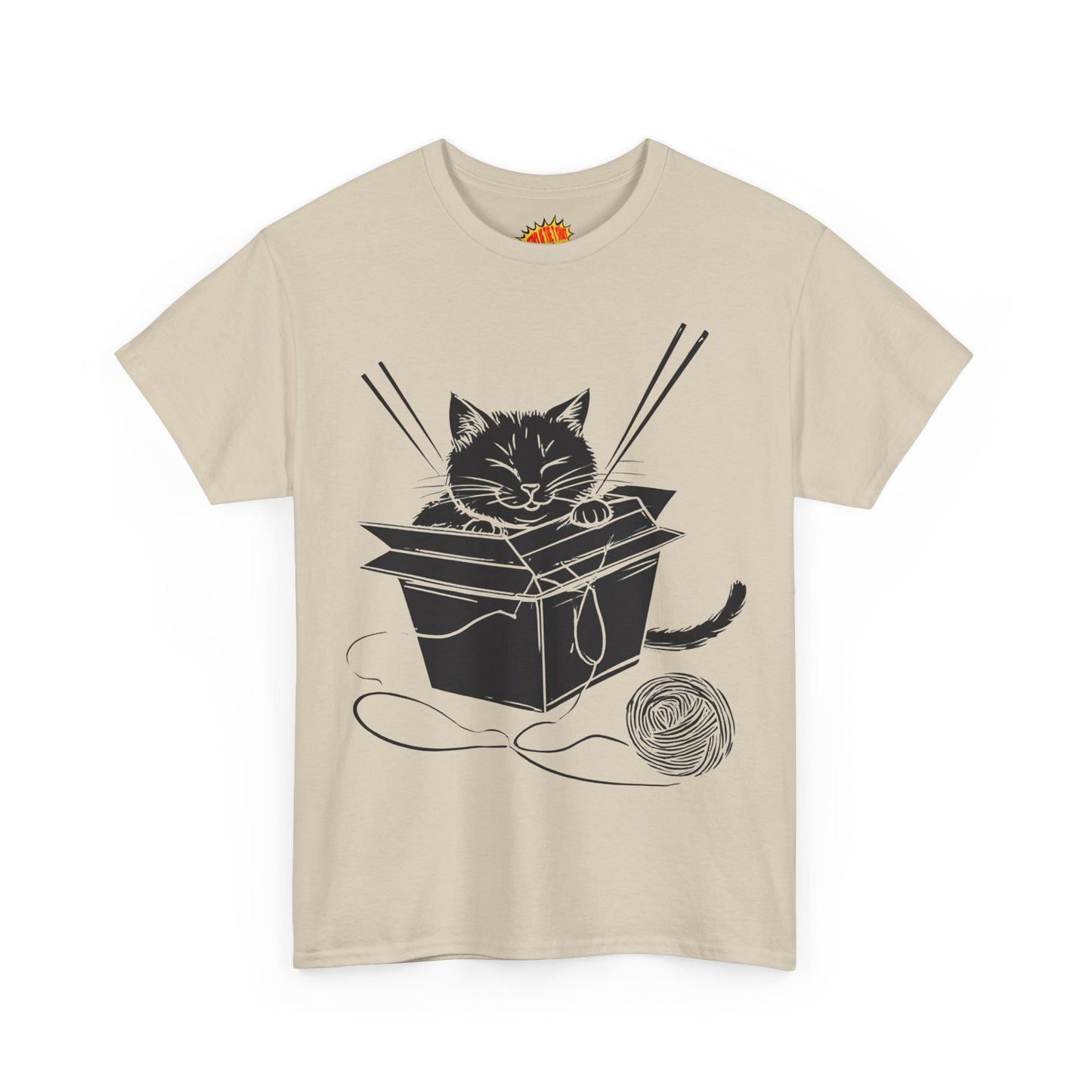 Black Cat w/Box + Yarn Ball Art Drawing Tee Shirt *Multiple Colors*