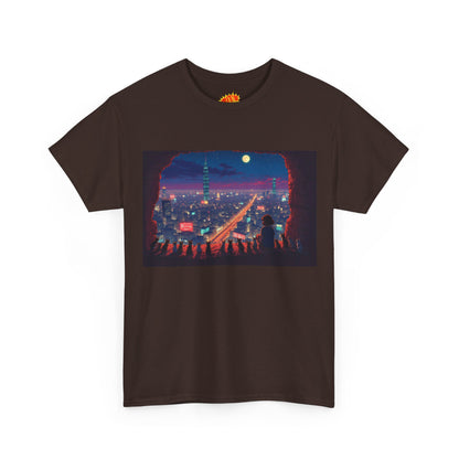 Anime Neon Cityscape Scene w/Cats T-Shirt