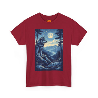 Blue Wolf with Full Moon Scene T-Shirt