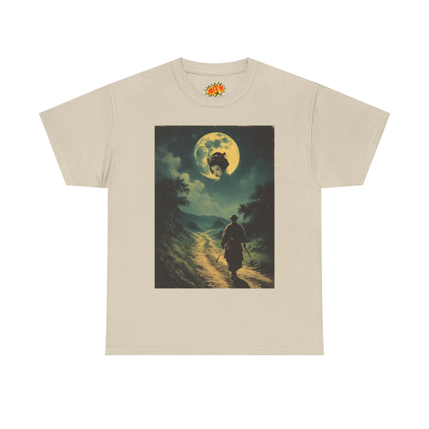 Travelling Samurai w/Moon Geisha Woman T-Shirt *Multiple Colors*