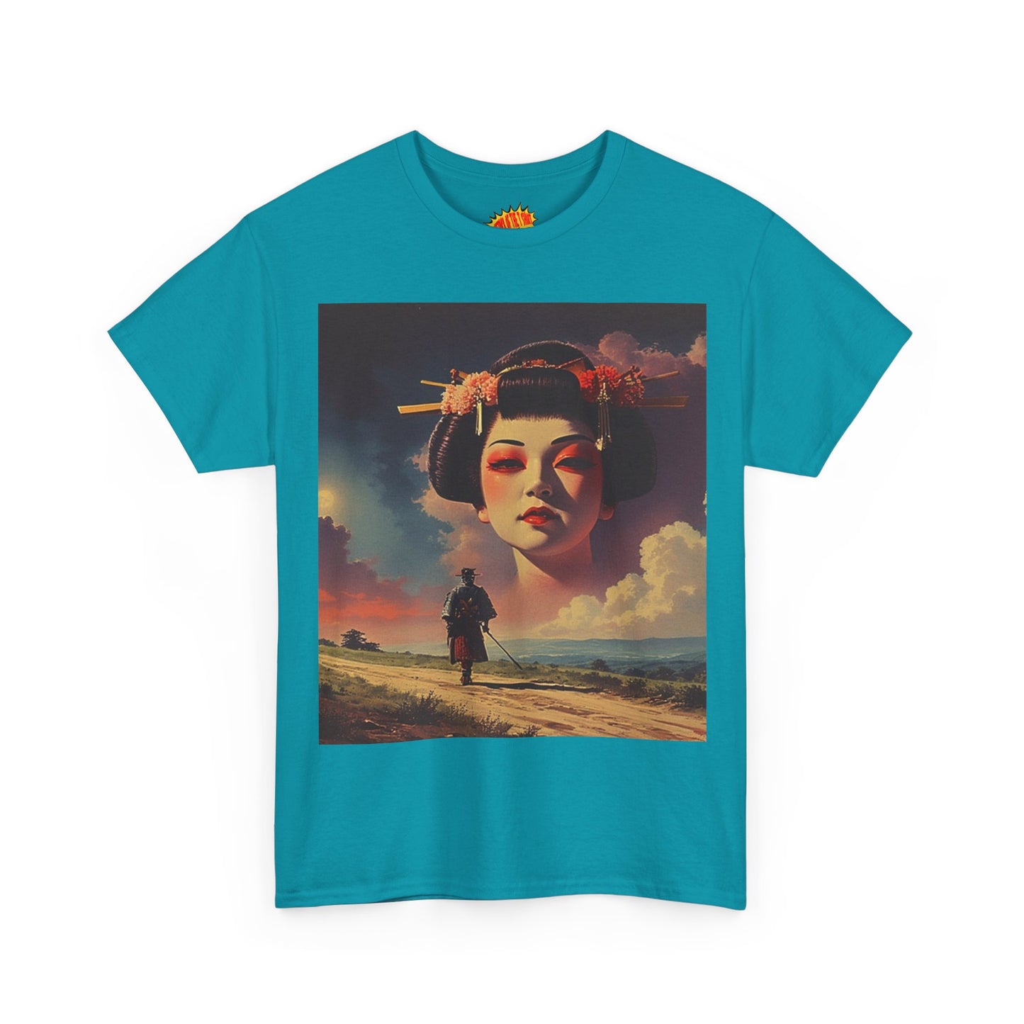 Travelling Samurai w/Sky Geisha Woman T-Shirt *Multiple Colors*