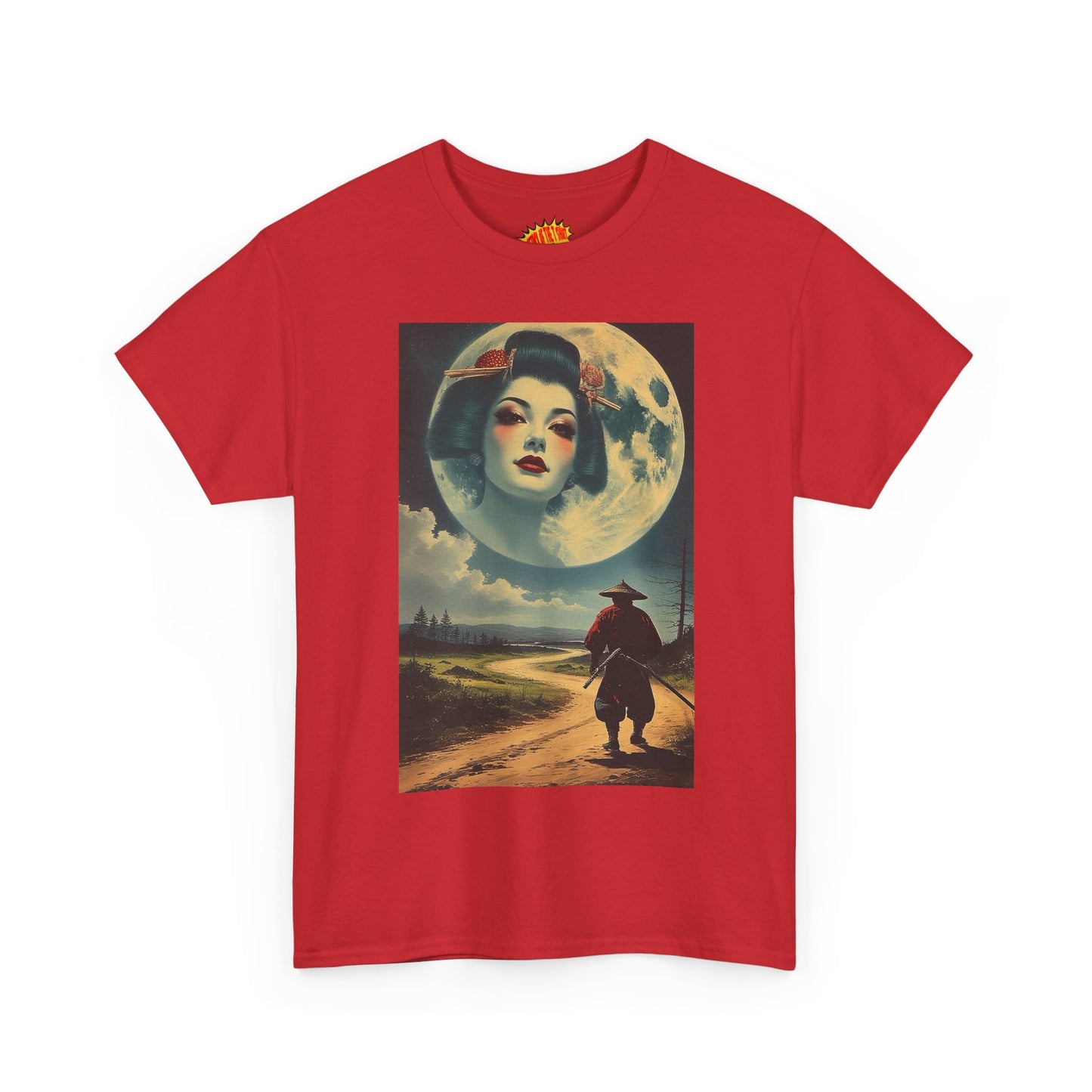 Samurai w/Geisha Full Moon T-Shirt *Multiple Colors*