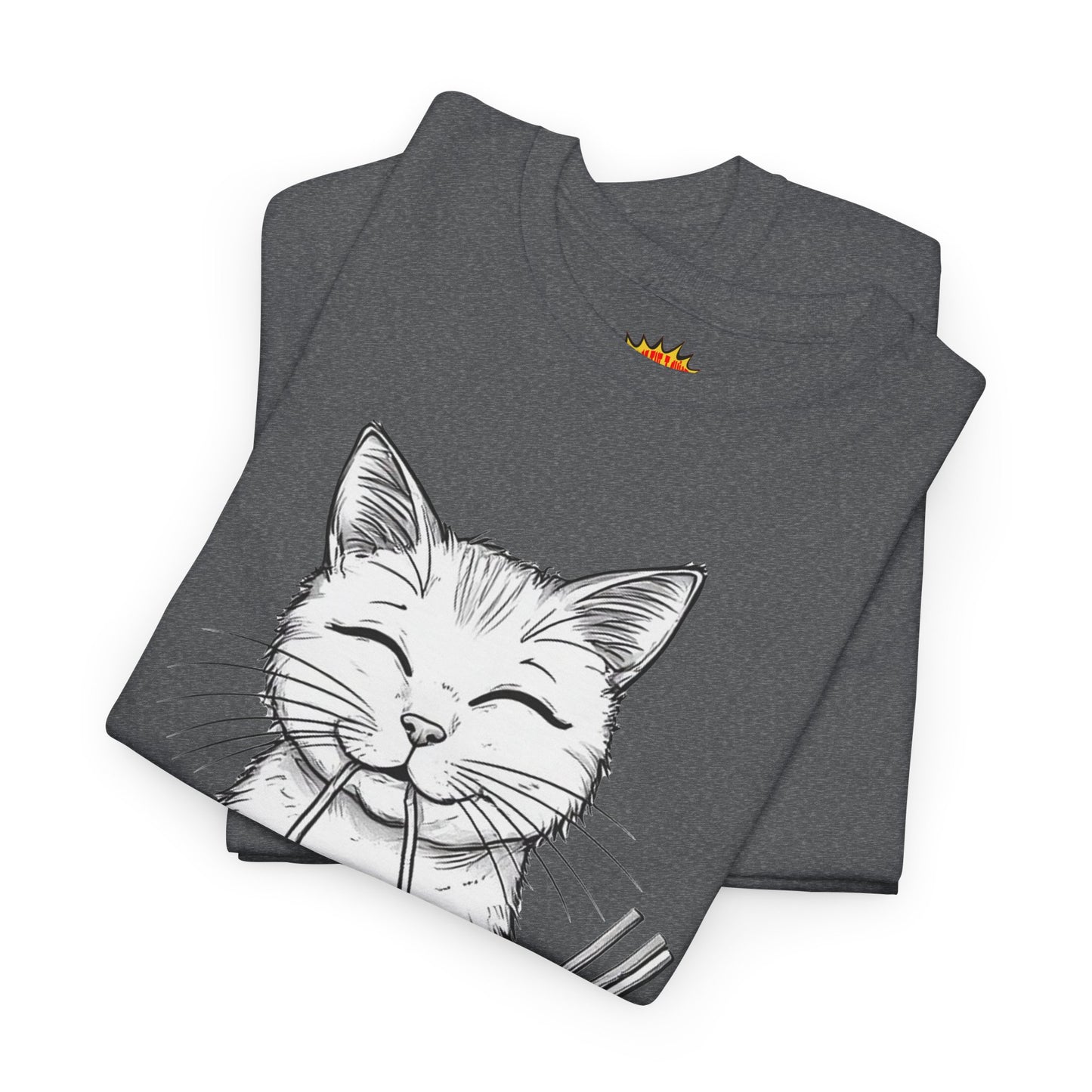 Cat w/Noodles Drawing Art Tee Shirt *Multiple Colors*