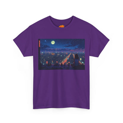 Anime Nighttime Neon Cityscape w/Cats T-Shirt