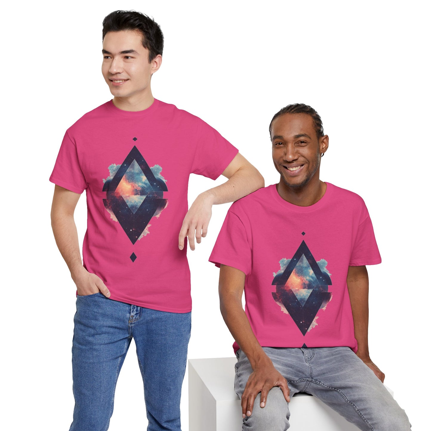 Split Diamond Shape Nebula Graphic Space Art Tee Shirt *Multiple Colors*