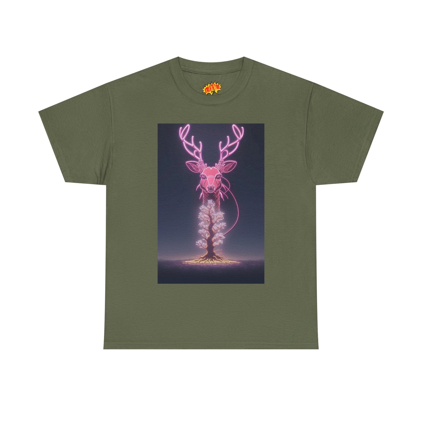Electric Neon Deer Tree Cotton Tee Shirt *Multiple Colors*