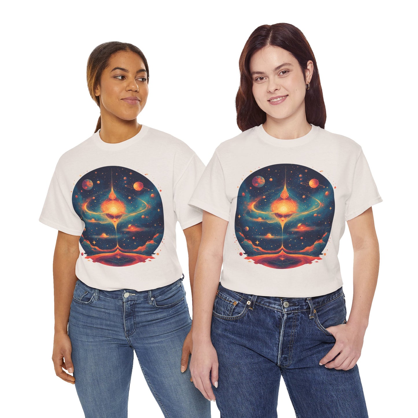 Round Galaxy w/Planets Graphic Tee Shirt *Multiple Colors*