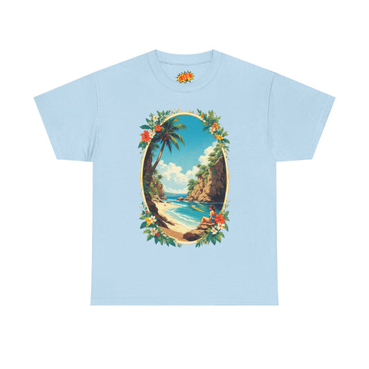 Vintage Style Tropical Scene T-Shirt *Multiple Colors*