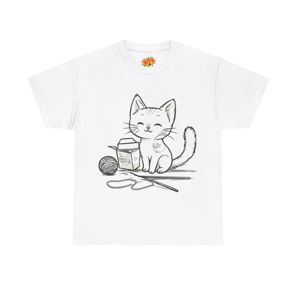 White Cat w/Takeout Yarn Art Tee Shirt