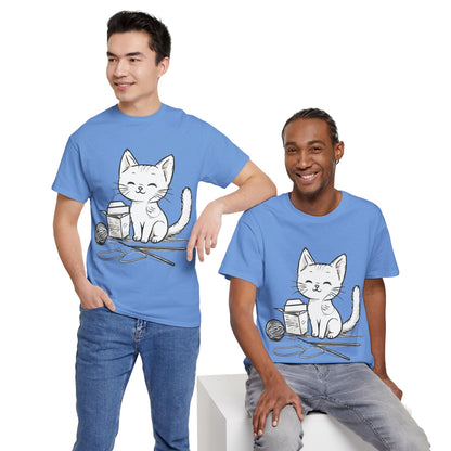 White Cat w/Takeout Yarn Art Tee Shirt