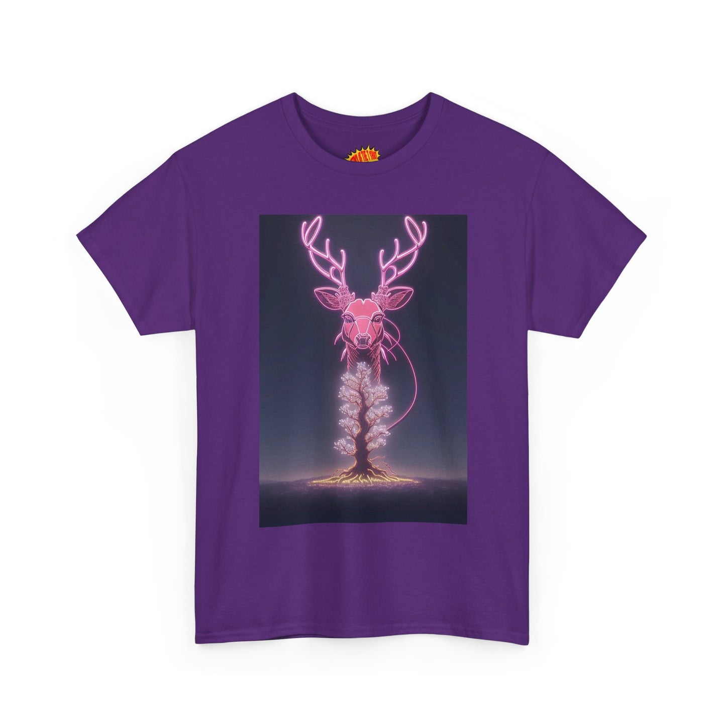 Electric Neon Deer Tree Cotton Tee Shirt *Multiple Colors*