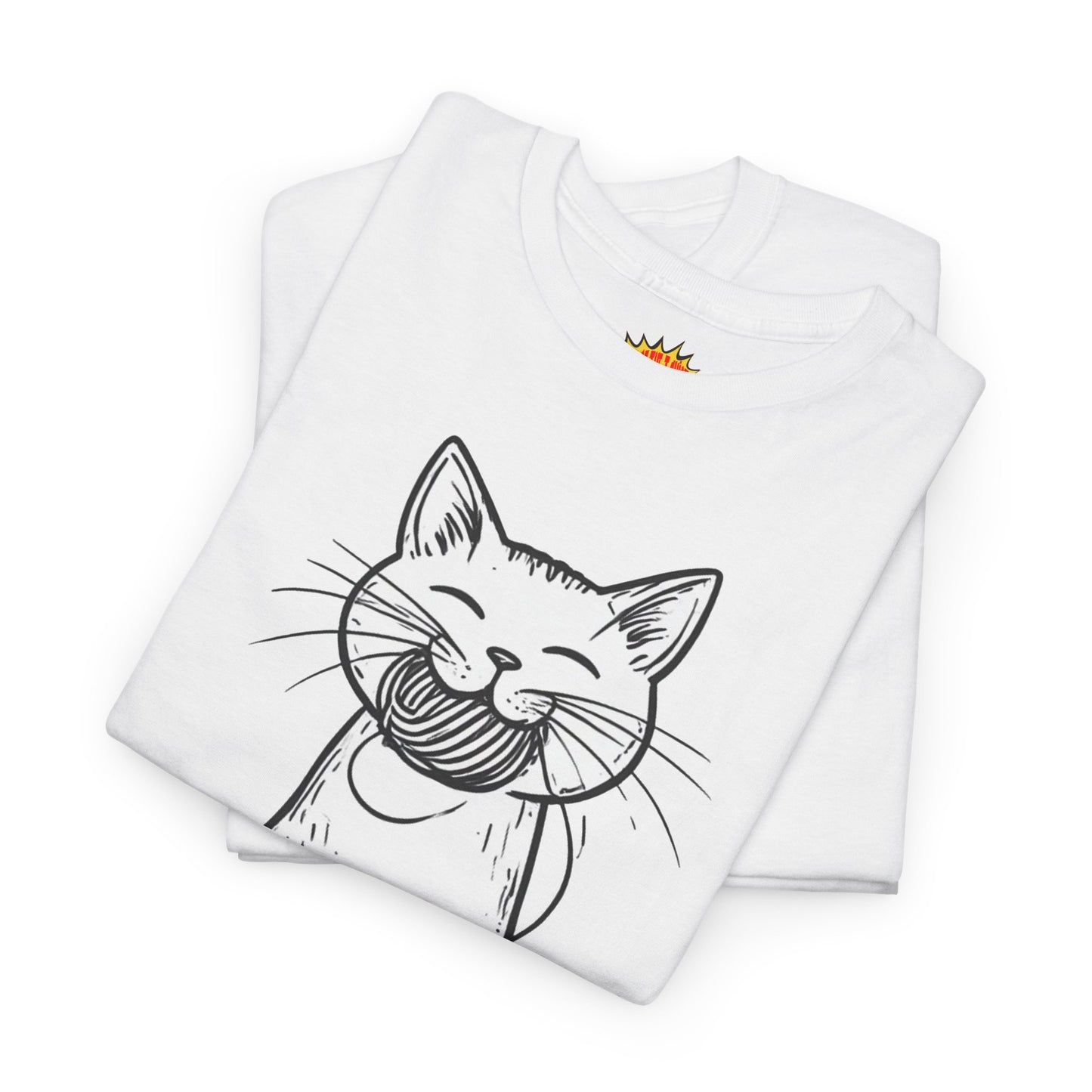 Cat w/Yarn Ball Takeout Art Tee Shirt *Multiple Colors*