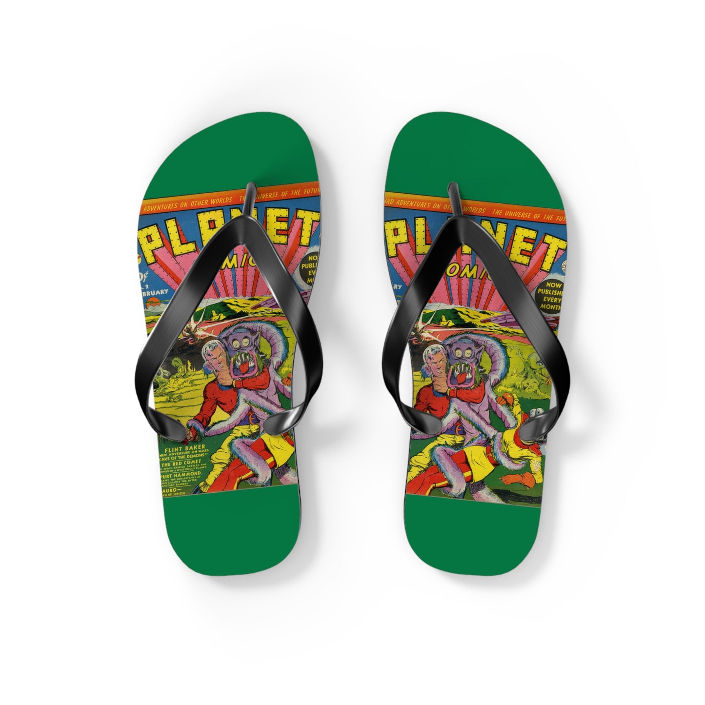 Planet Comics #2 Flip Flops Green *Multiple Sizes Available*