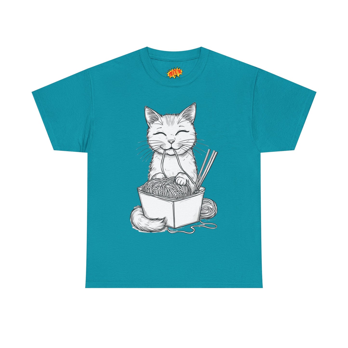 Cat w/Noodles Drawing Art Tee Shirt *Multiple Colors*