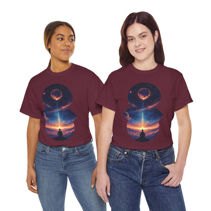 Cosmic Meditation w/Planet Space Graphic Art Tee Shirt