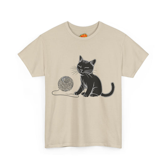 Cat w/Yarn Ball Minimalist Art Tee Shirt *Multiple Colors*