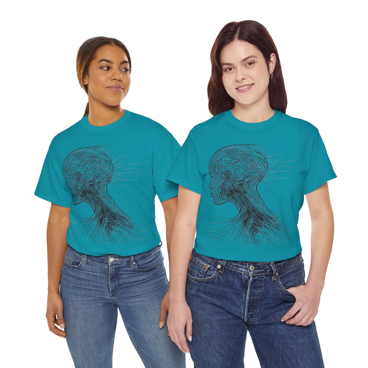 Face Silhouette Line Drawing Graphic Art Tee Shirt *Multiple Colors*
