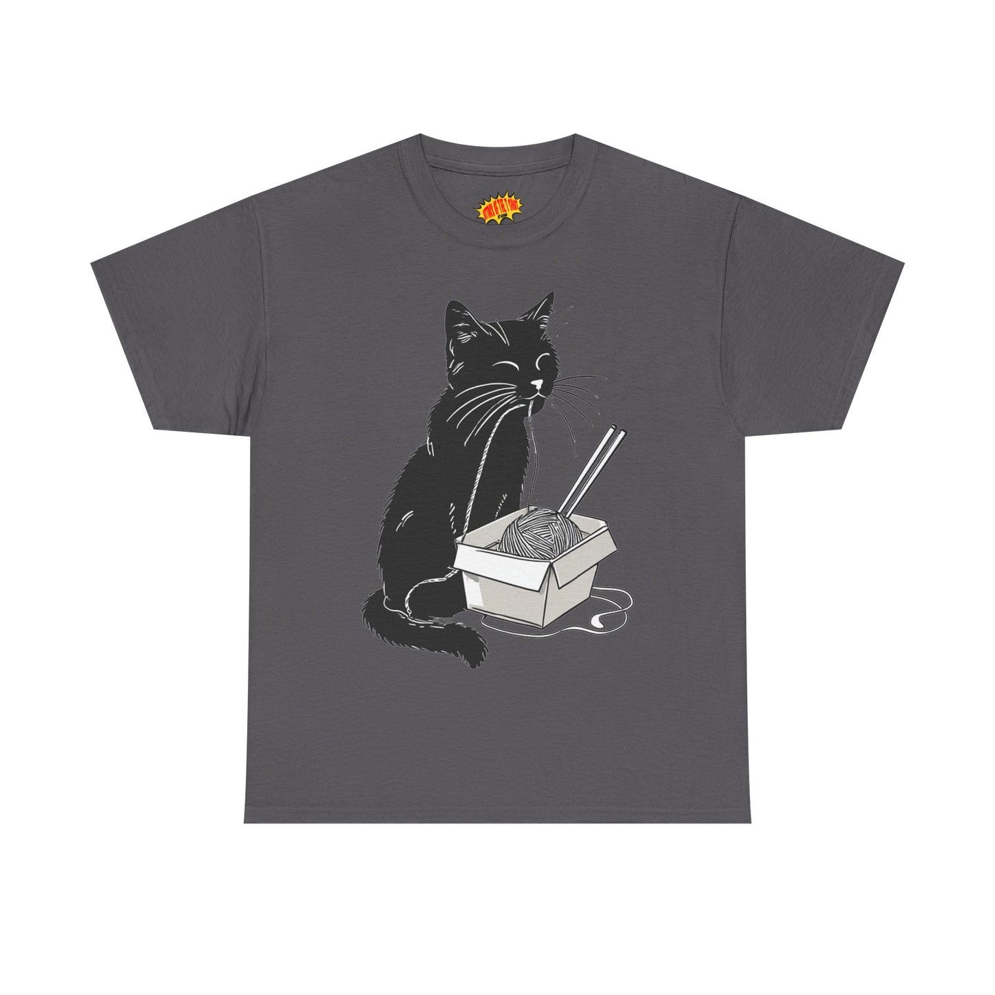 Black Cat w/Noodles Drawing Art Tee Shirt *Multiple Colors*