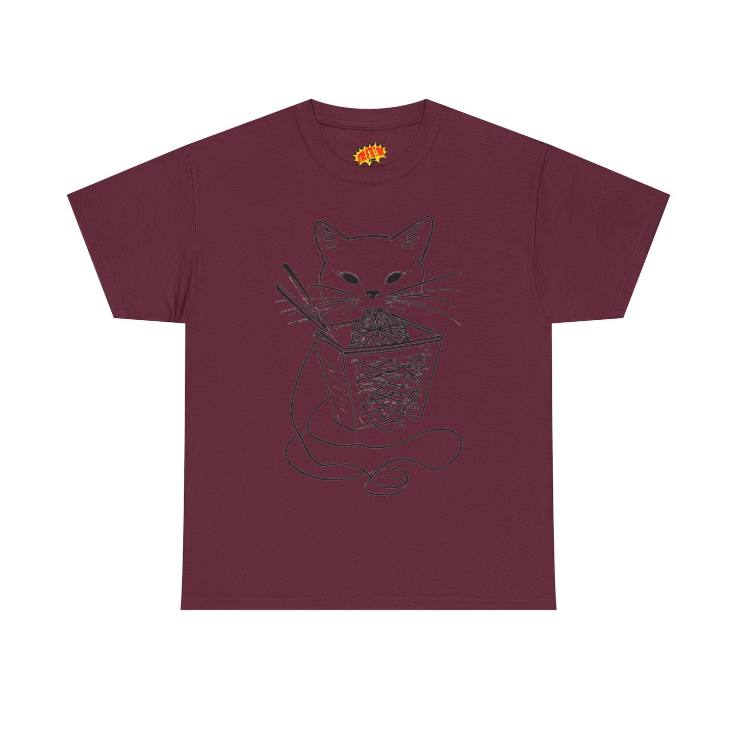 Cat w/Noodles Line Art Drawing Tee Shirt *Multiple Colors*