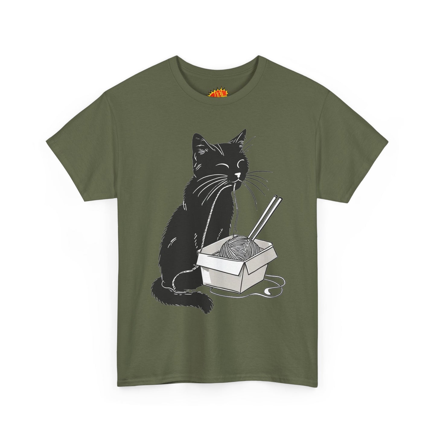 Black Cat w/Noodles Drawing Art Tee Shirt *Multiple Colors*
