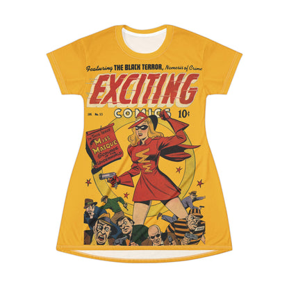 Exciting Comics #53 feat. Miss Masque T-Shirt Dress Yellow