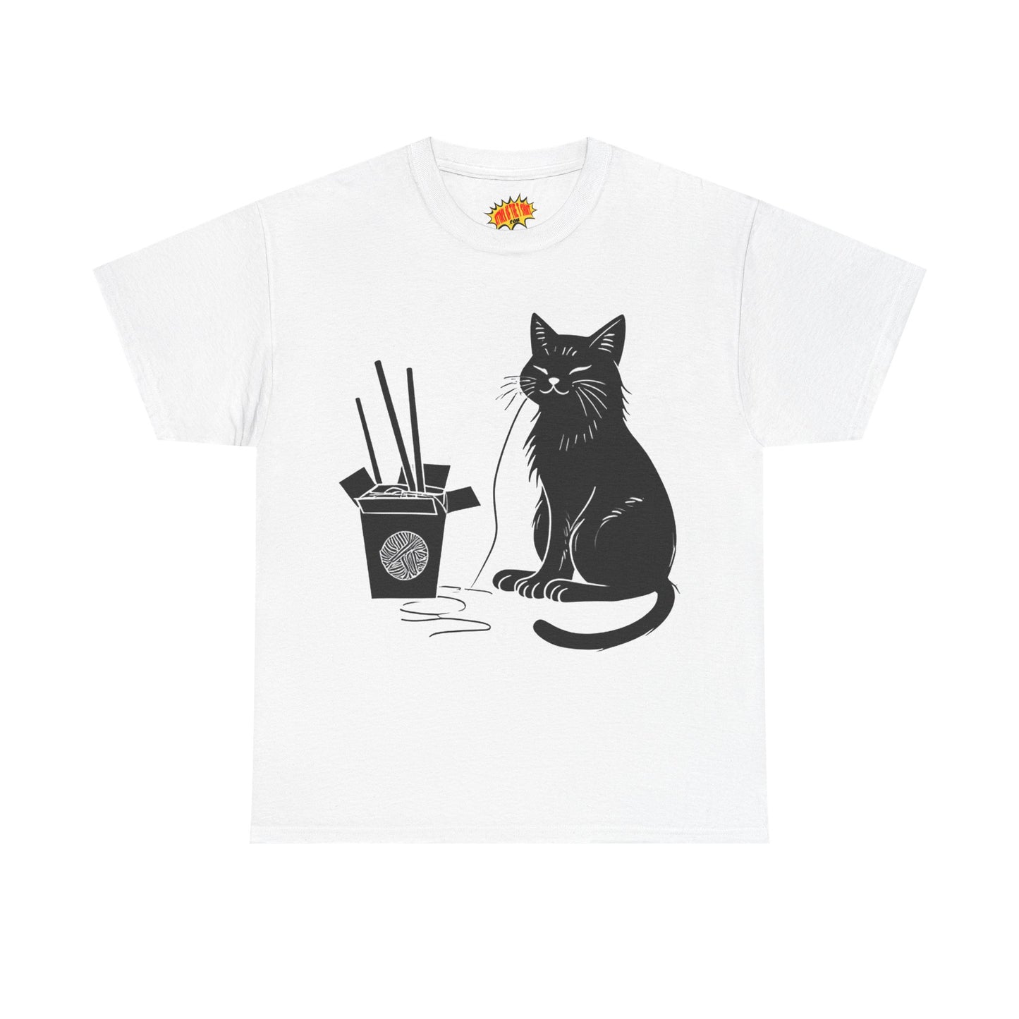 Black Cat w/Takeout Yarn Art Tee Shirt *Multiple Colors*