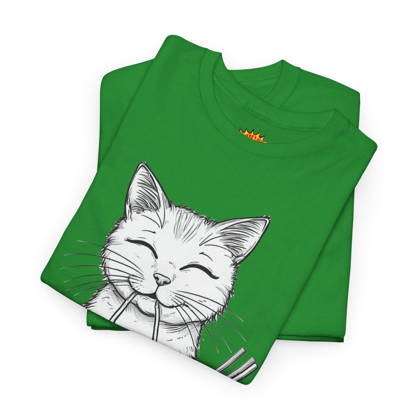 Cat w/Noodles Drawing Art Tee Shirt *Multiple Colors*