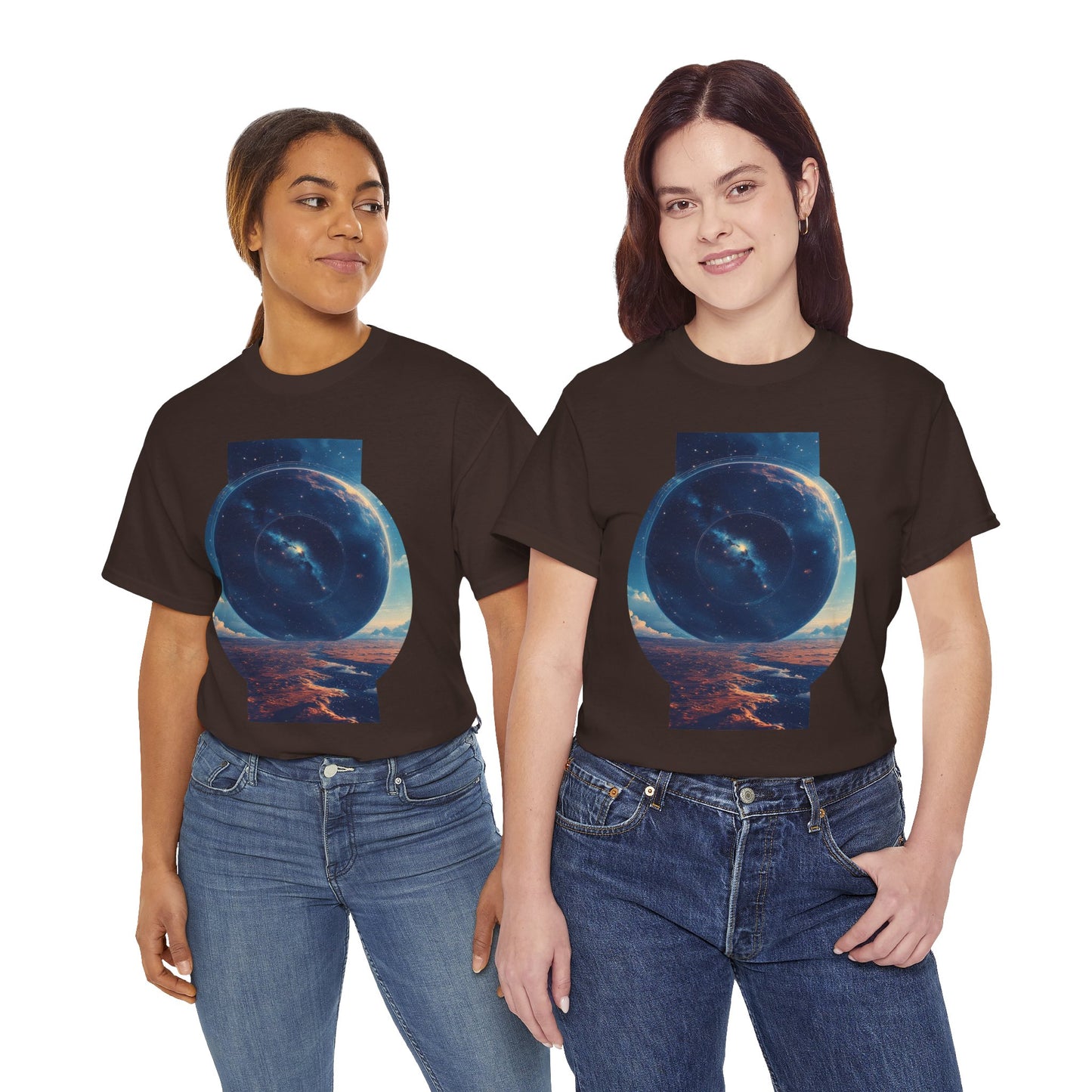 Round Galaxy Space Graphic Art Tee Shirt *Multiple Colors*