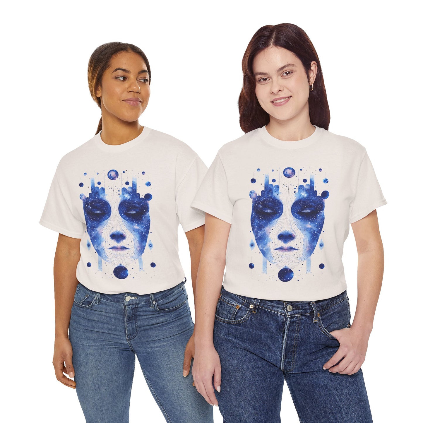 Cosmic Face Galaxy Graphic Space Art Tee Shirt *Multiple Colors*