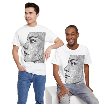 Human Face Profile Line Drawing Graphic Art Tee Shirt