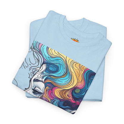 Face w/Color Hair Graphic Art Tee Shirt