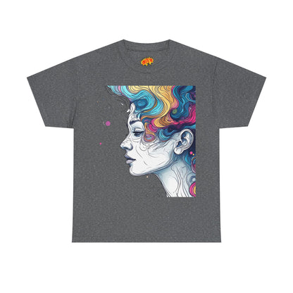 Face w/Color Hair Graphic Art Tee Shirt