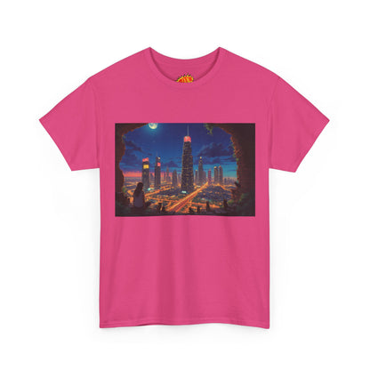 Anime Cityscape Night Scene w/Girl & Cats T-Shirt