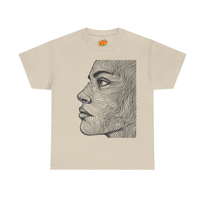 Human Face Profile Line Drawing Graphic Art Tee Shirt