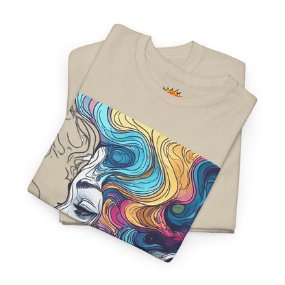 Face w/Color Hair Graphic Art Tee Shirt