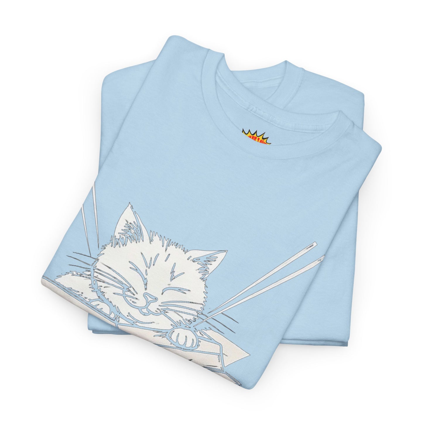 Cat w/Box + Yarn Ball Art Drawing Tee Shirt *Multiple Colors*
