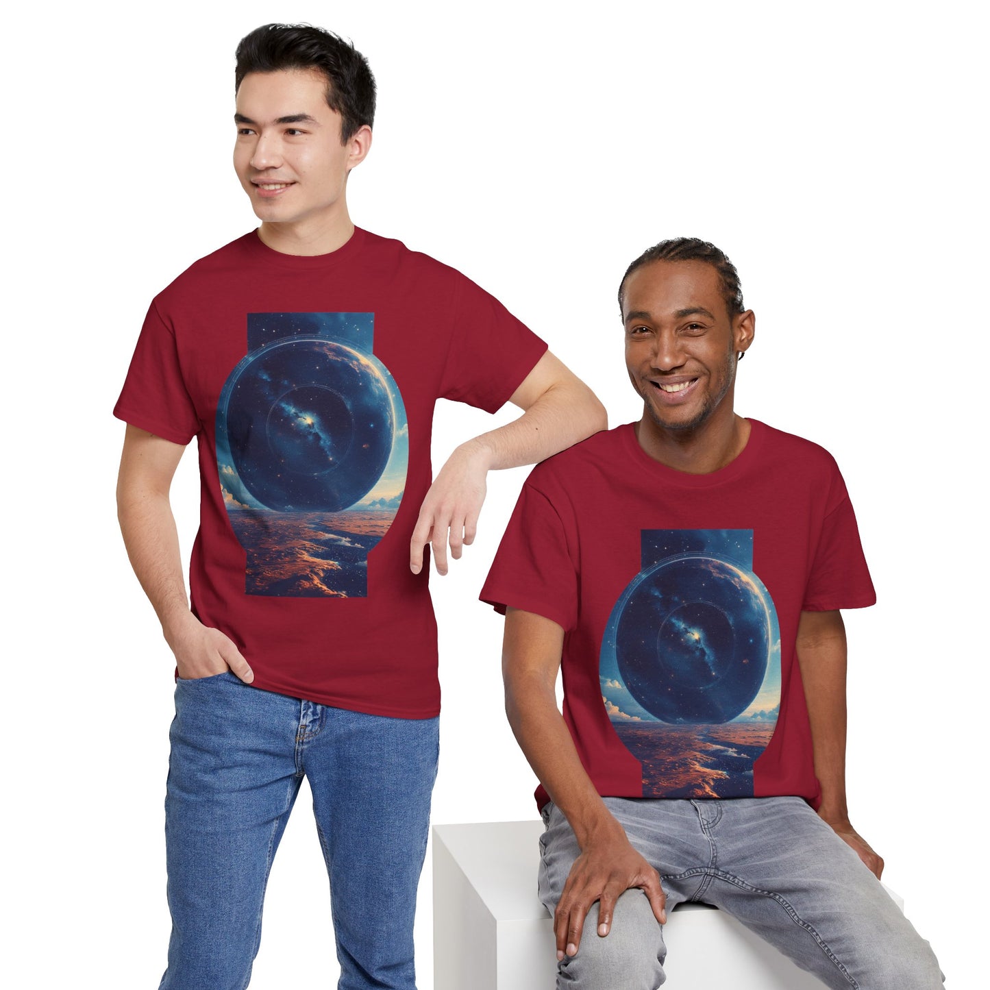 Round Galaxy Space Graphic Art Tee Shirt *Multiple Colors*