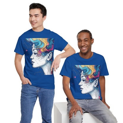 Face w/Color Hair Graphic Art Tee Shirt