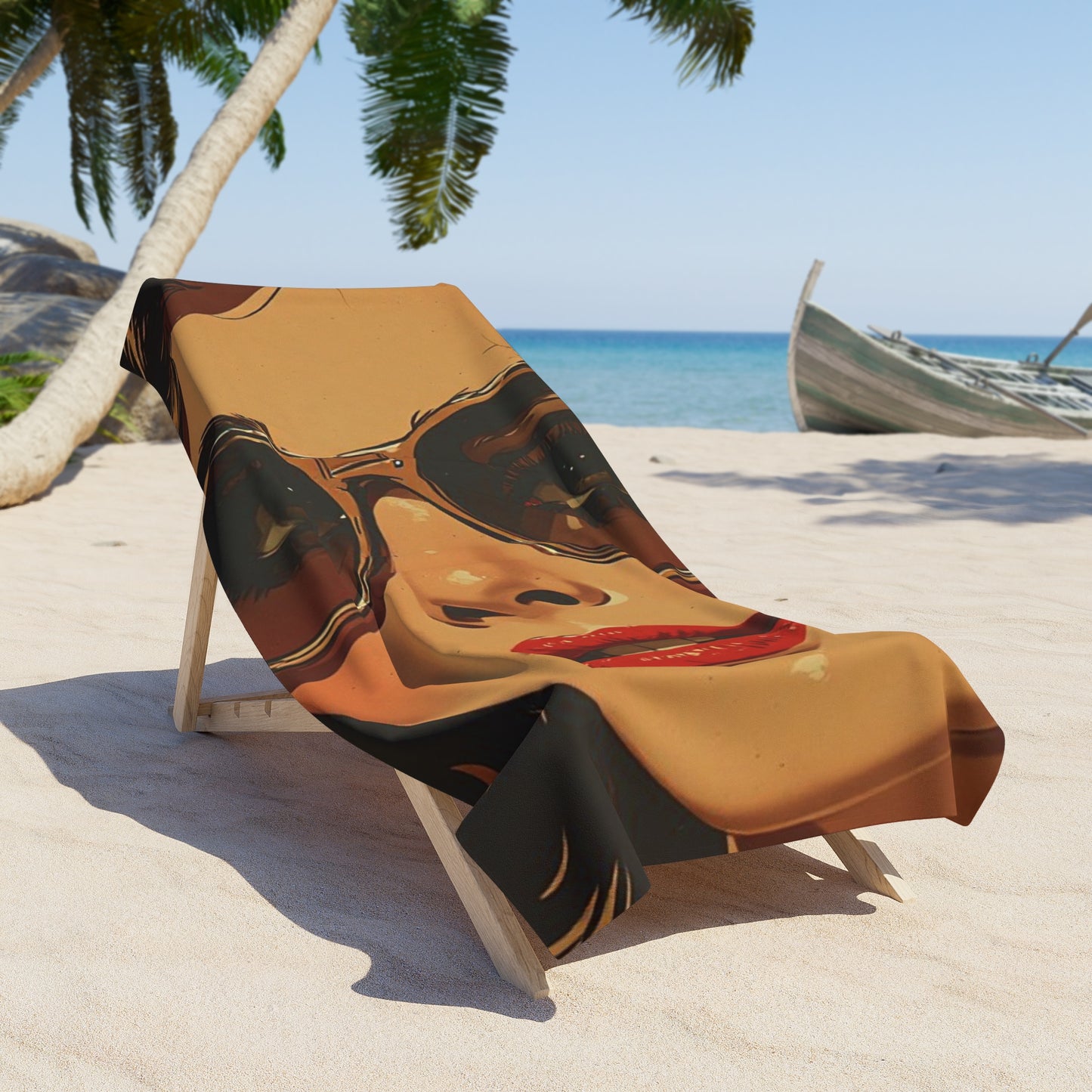 Vintage Sunglasses Model Glamour Art Beach Towel | Retro Art Print Towel 2 Sizes