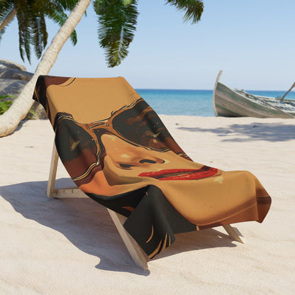Vintage Sunglasses Model Glamour Art Beach Towel | Retro Art Print Towel 2 Sizes